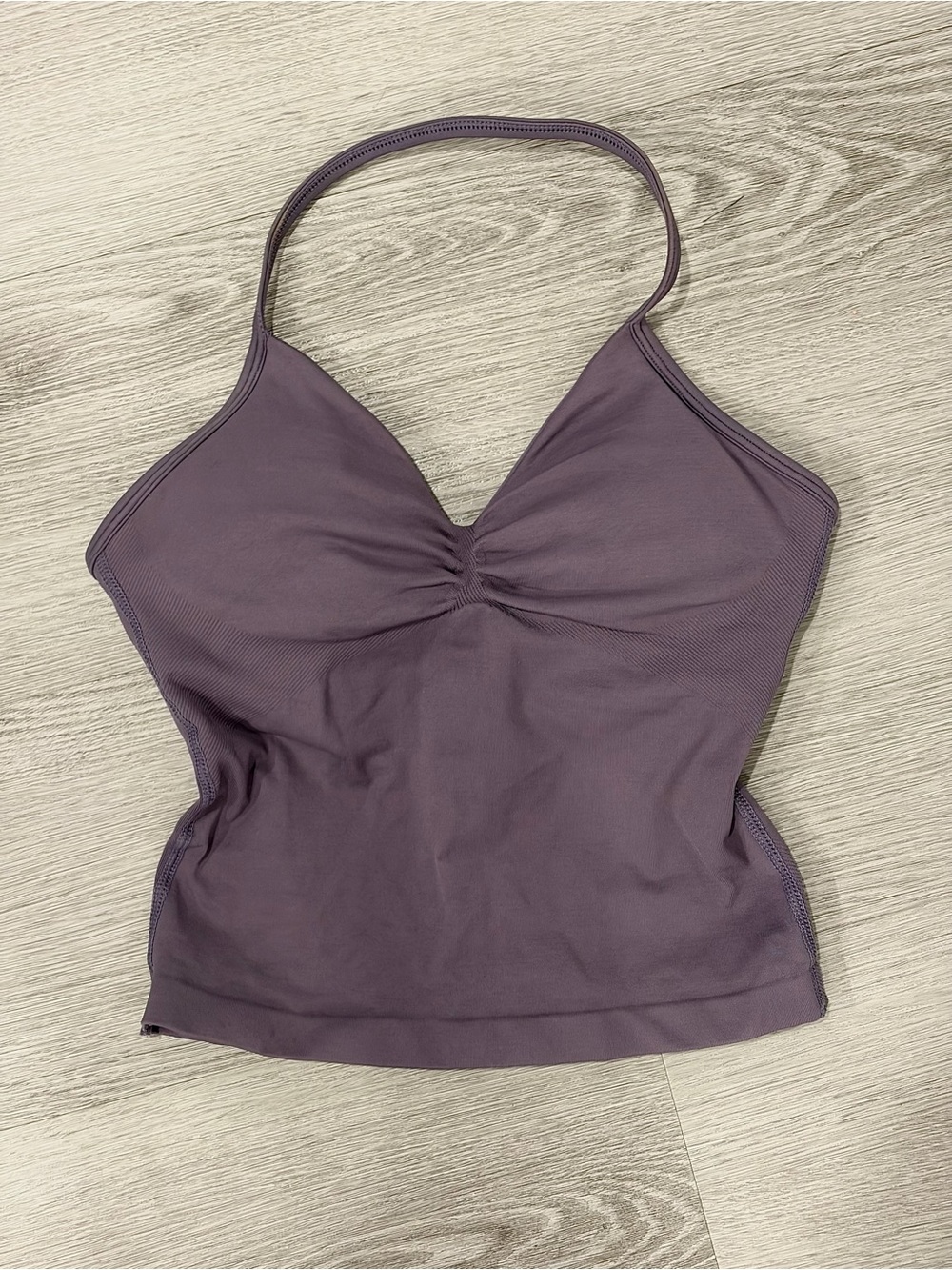 Purple Seamless Ruched Halter Top – Size S